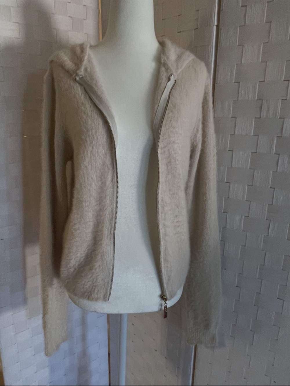 PrettyLittleThing Cream Teddy Hooded Zip Jacket